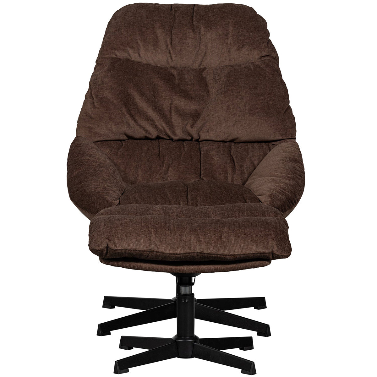 Yaro Espresso Chenille Swivel Armchair with Hocker