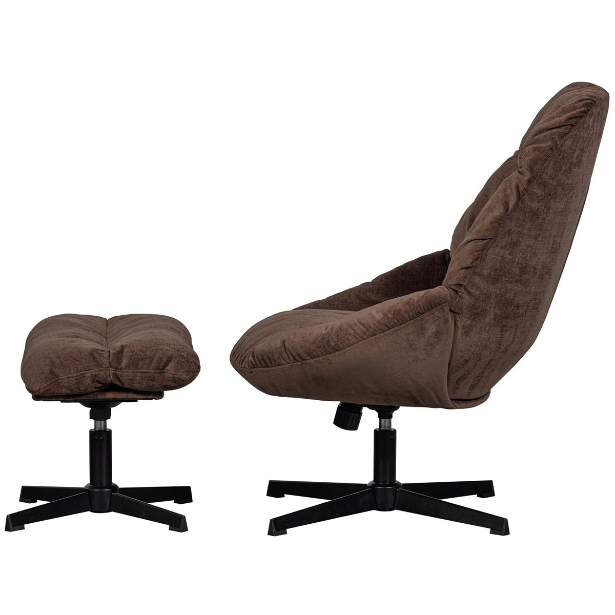 Yaro Espresso Chenille Swivel Armchair with Hocker