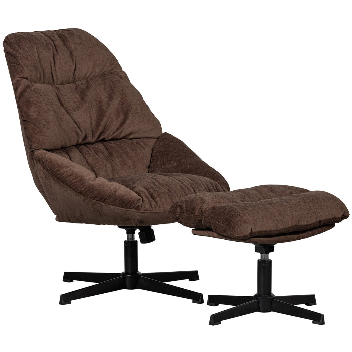 Yaro Espresso Chenille Swivel Armchair with Hocker