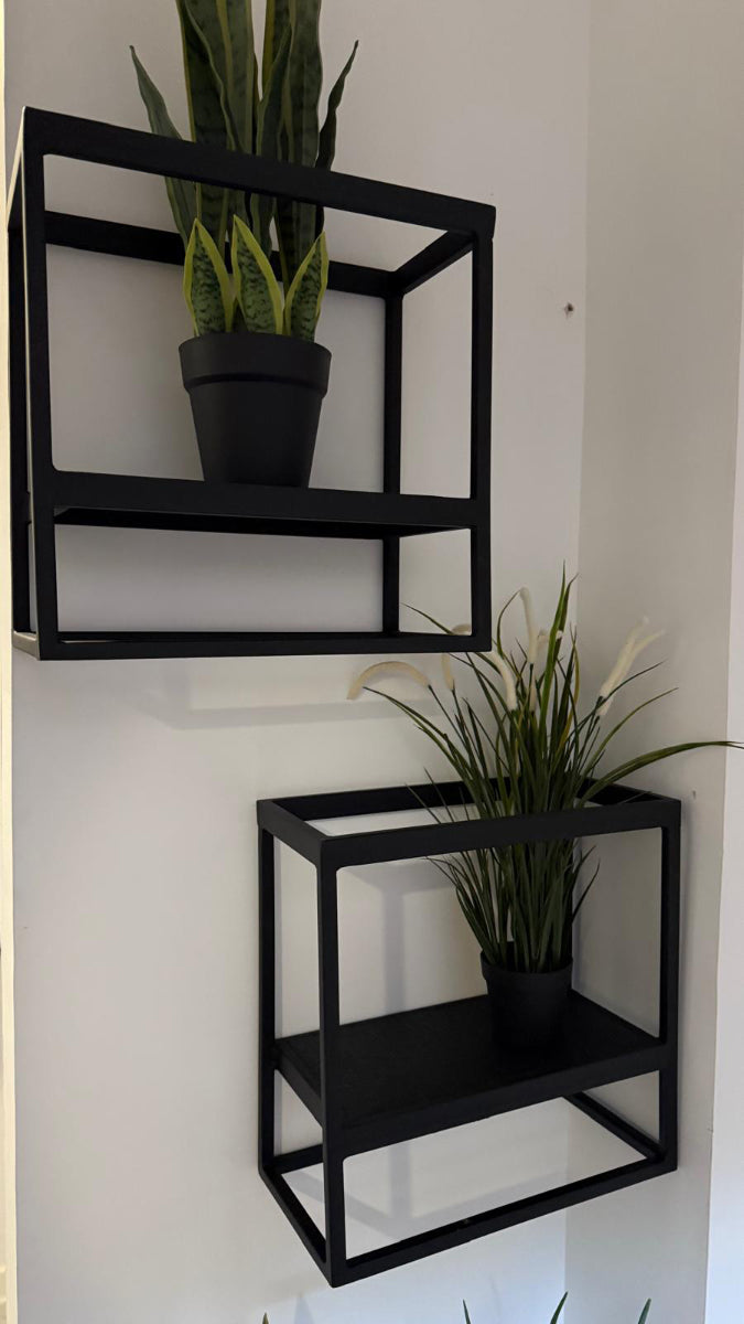 Febe Black Metal Square Wall Rack