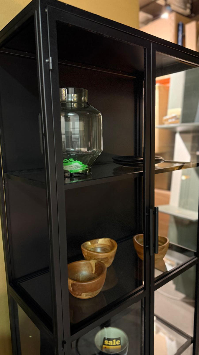 Rob Tall Black Iron/Glass Cabinet