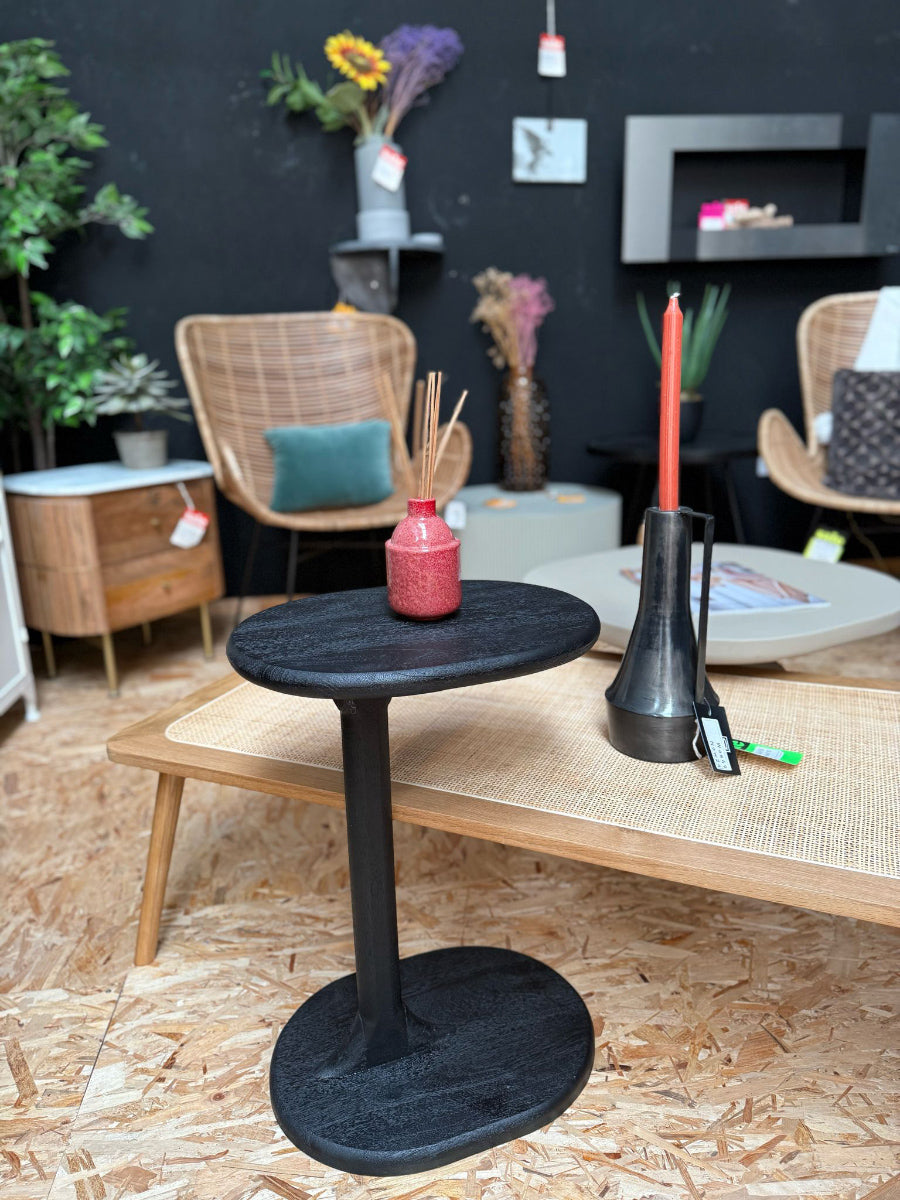 Fenix Black Mango Wood Side Table (Outlet)