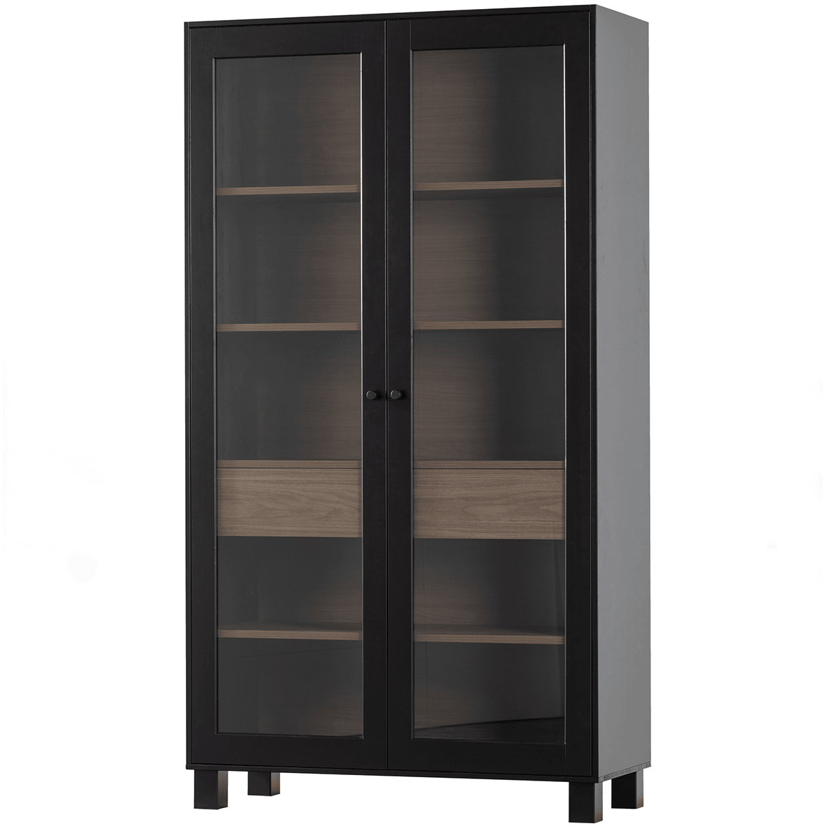 Goos Black/Walnut Pine 2 Doors Cabinet - WOO .Design