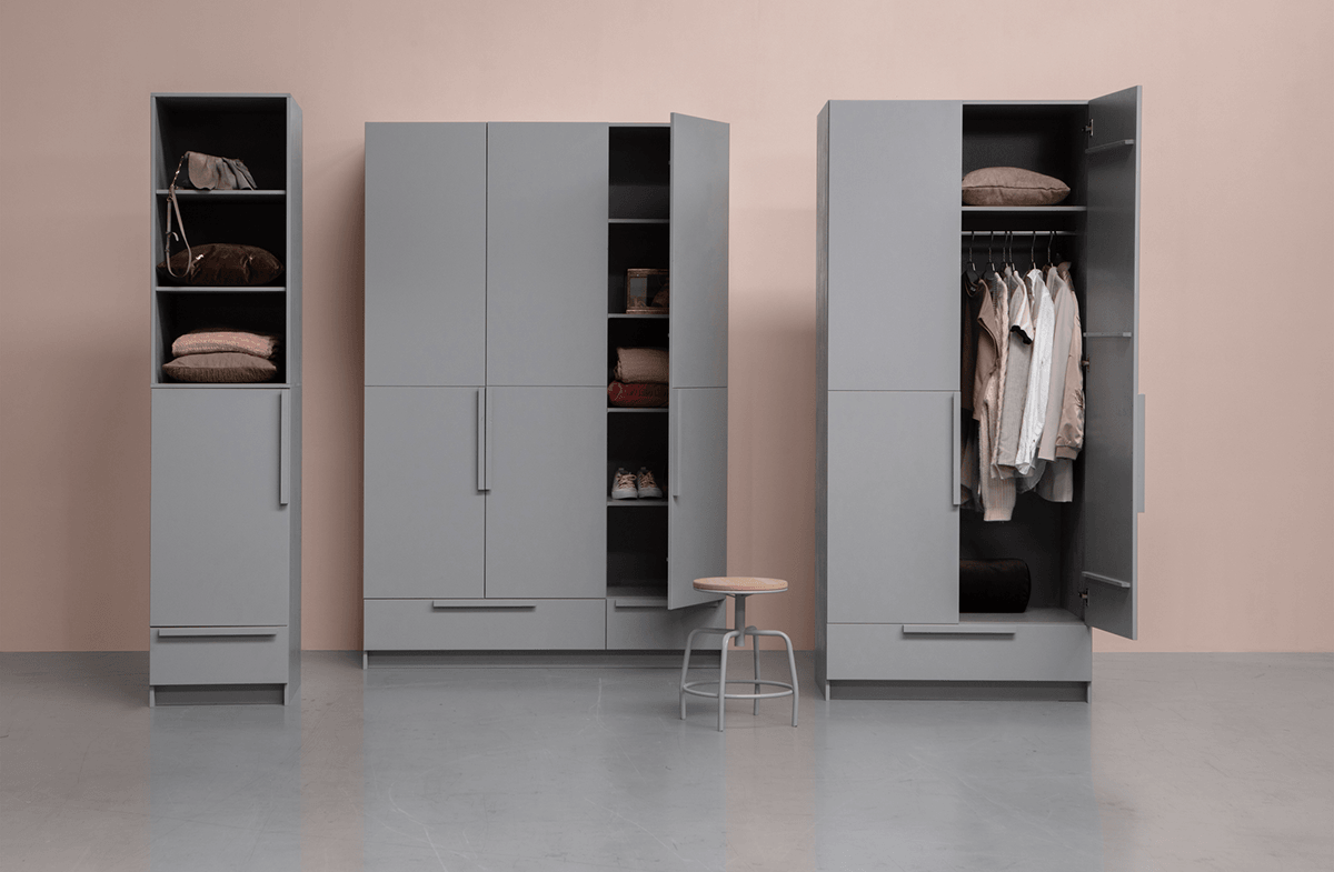 Pure Concrete Grey 2 Door Split Wardrobe - WOO .Design