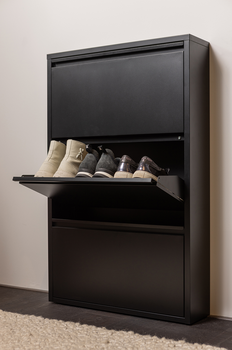 Sabine Metal 3 Compartment Shoe Cabinet