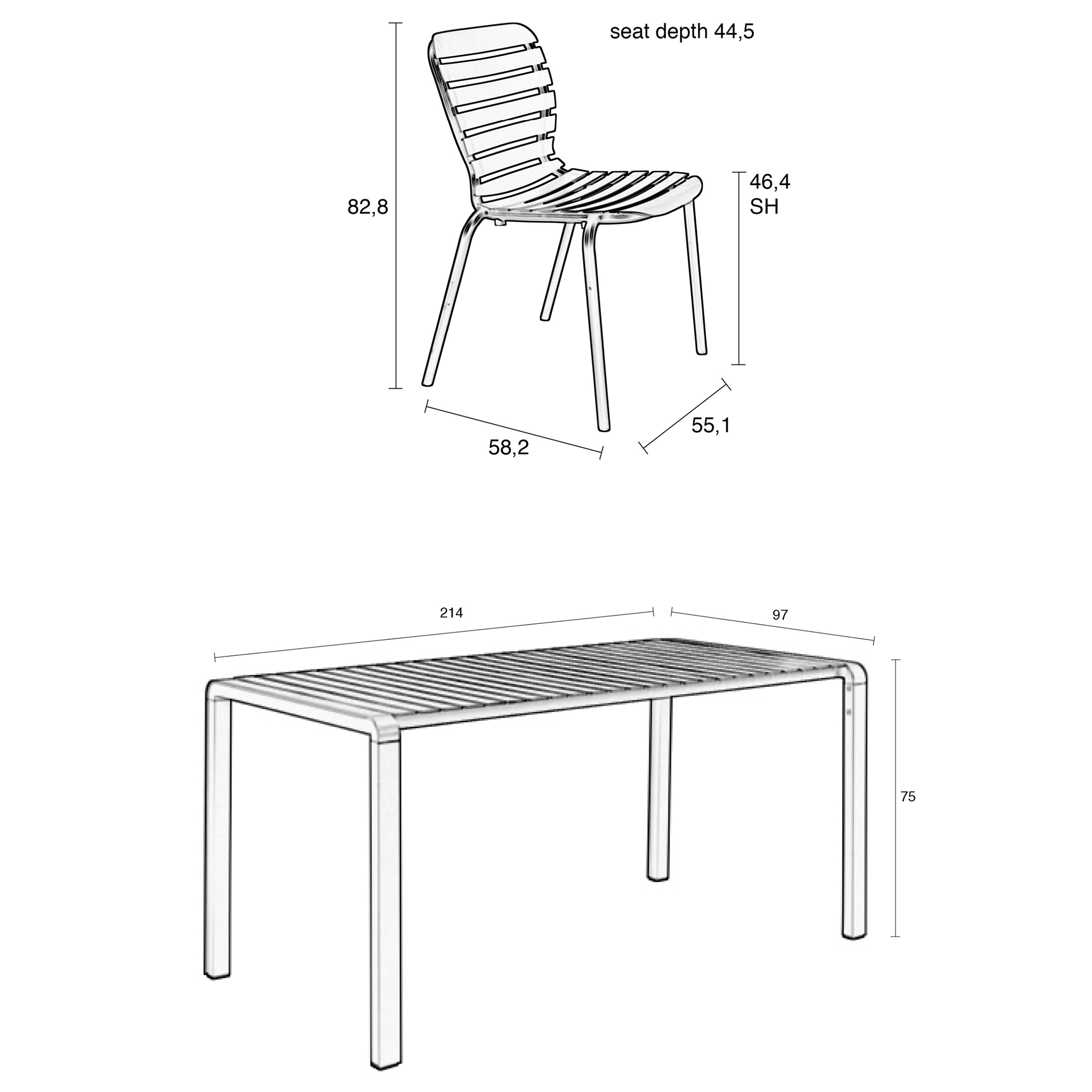 Vondel 214 Garden Table Set with Chair