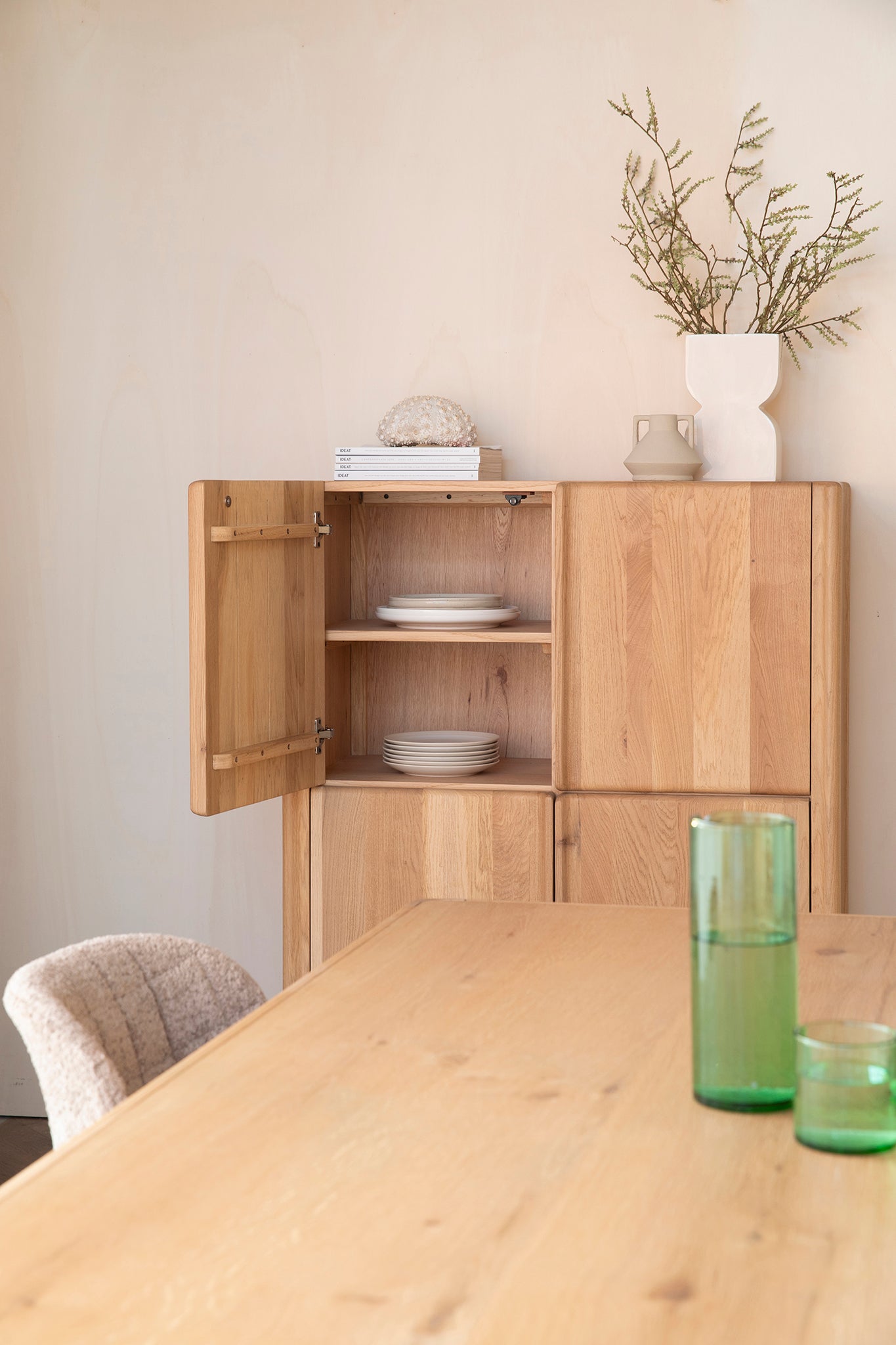 Ember Natural Oak Wood High Sideboard