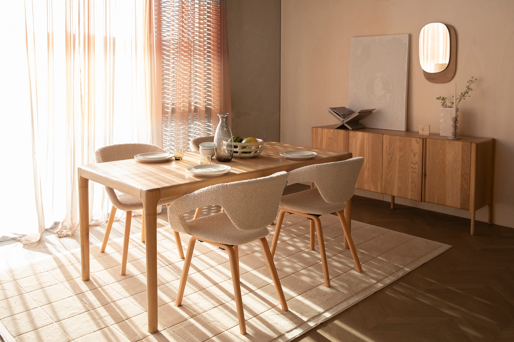 Ember Natural Oak Wood Dining Table