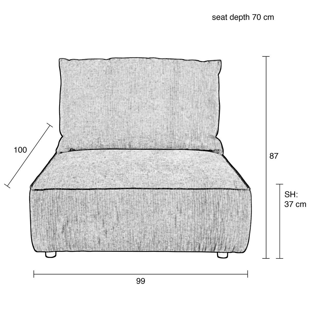 Hunter Forest with Back 1.5 Seater Element Sofa