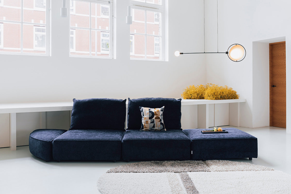 Hunter Navy Pie Pouf Right Element Sofa