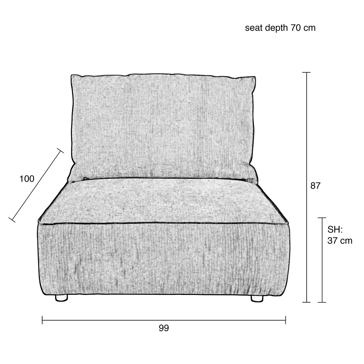 Hunter Sand with Back 1.5 Seater Element Sofa