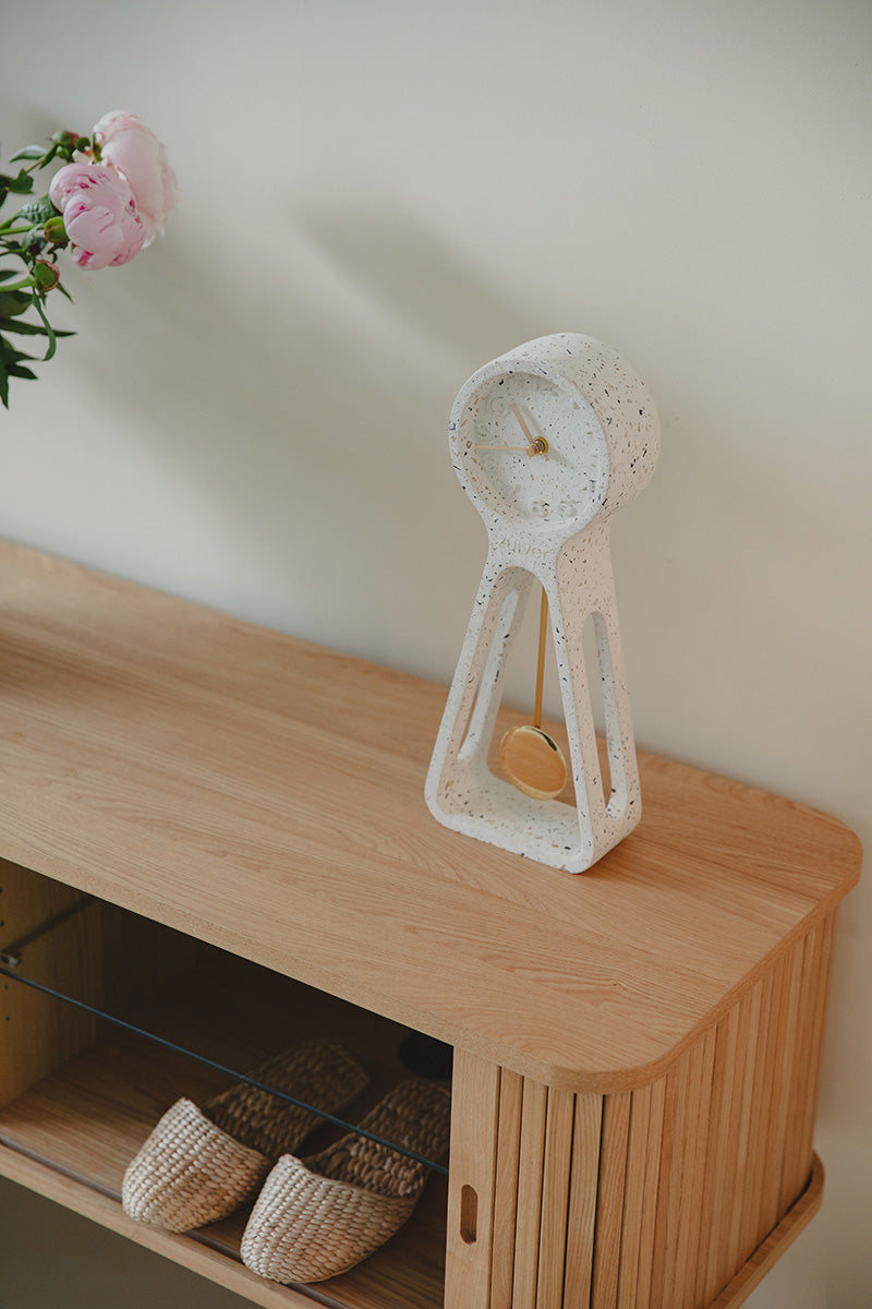 Pendulum Terrazzo White Time Clock