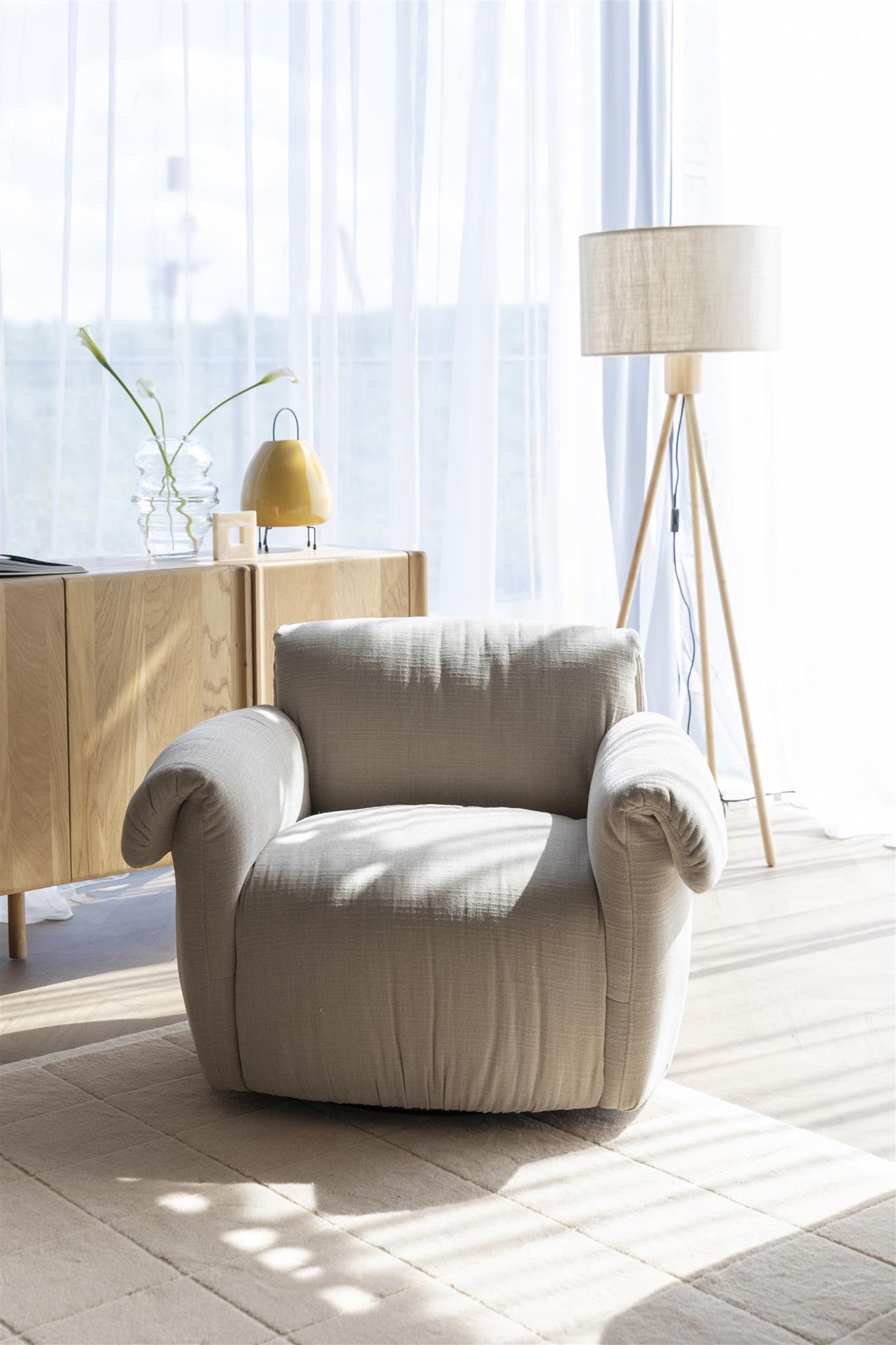 Puffy Beige Lounge Chair