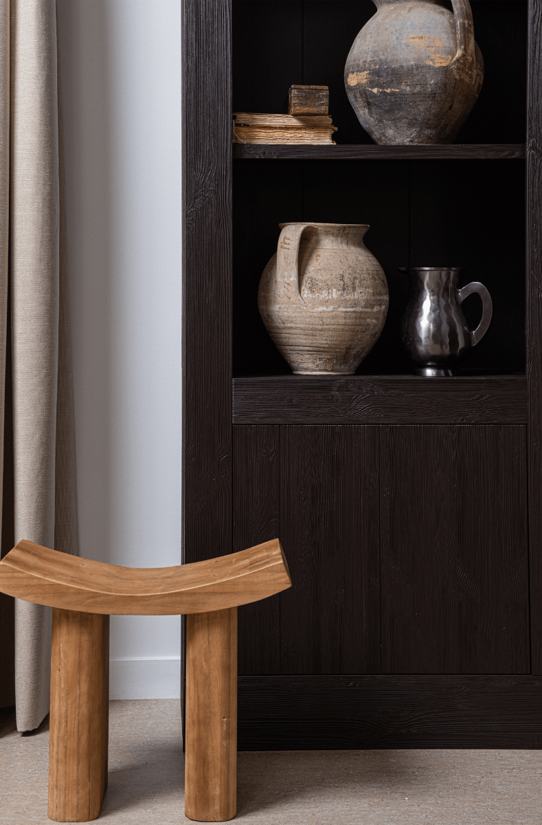 Yumi Deep Brushed Pine Wood Storage Cabinet