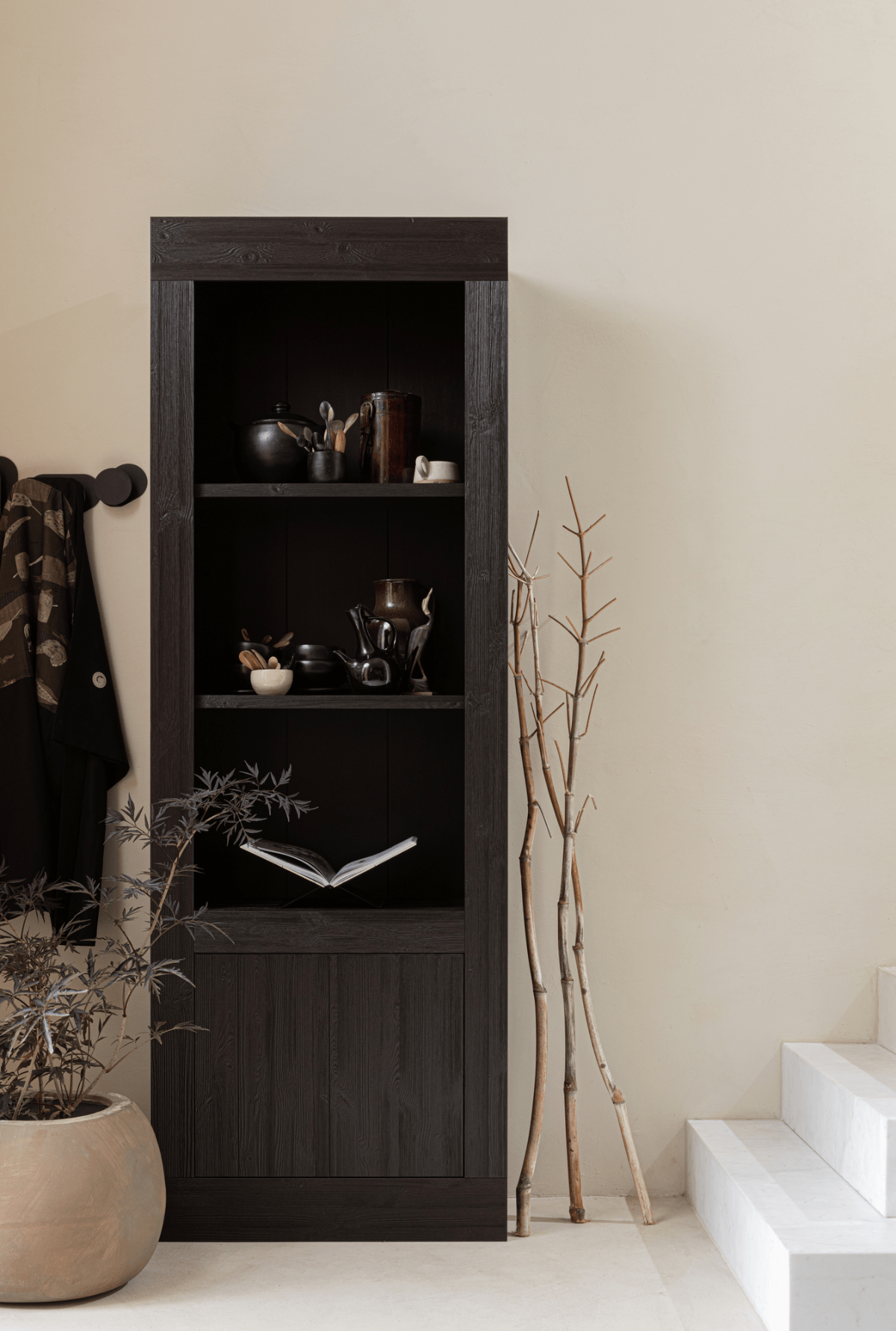 Yumi Deep Brushed Pine Wood Storage Cabinet