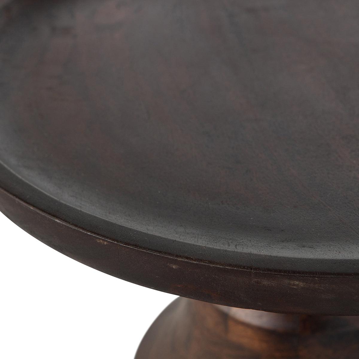 Broad Natural Mango Wood Engraved Leg Side Table