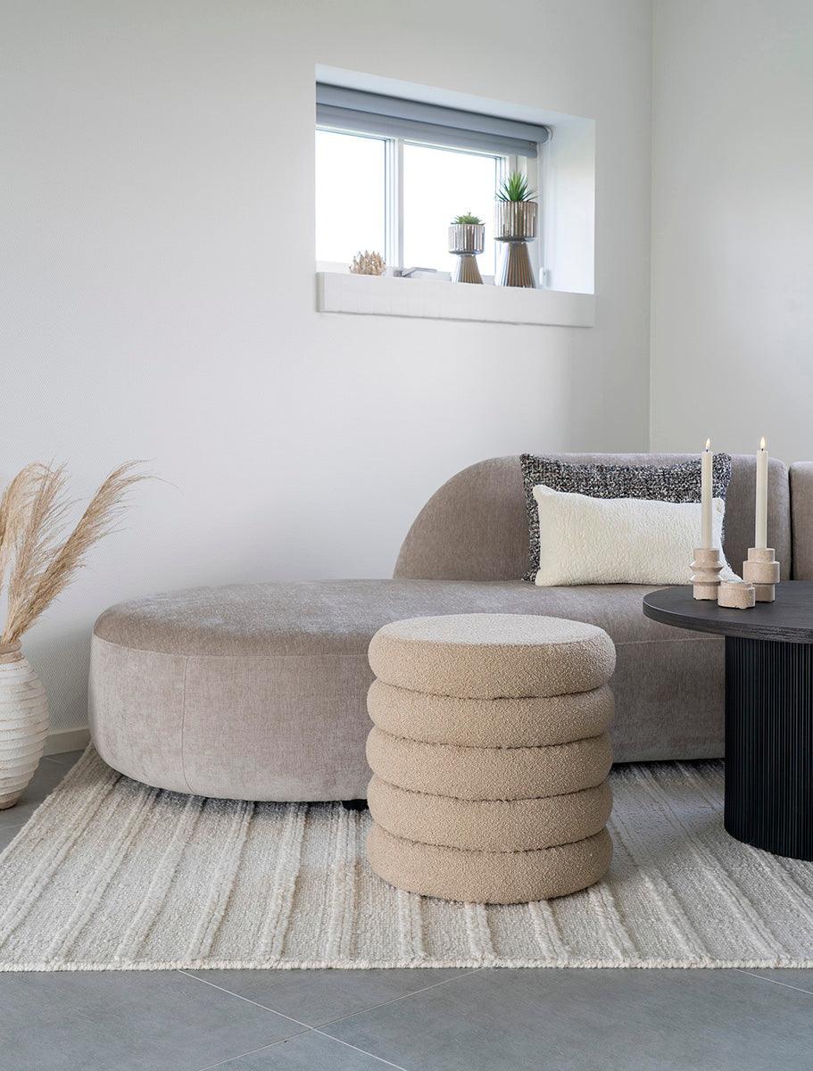 Brooklyn Beige Boucle Pouf with Storage - WOO .Design