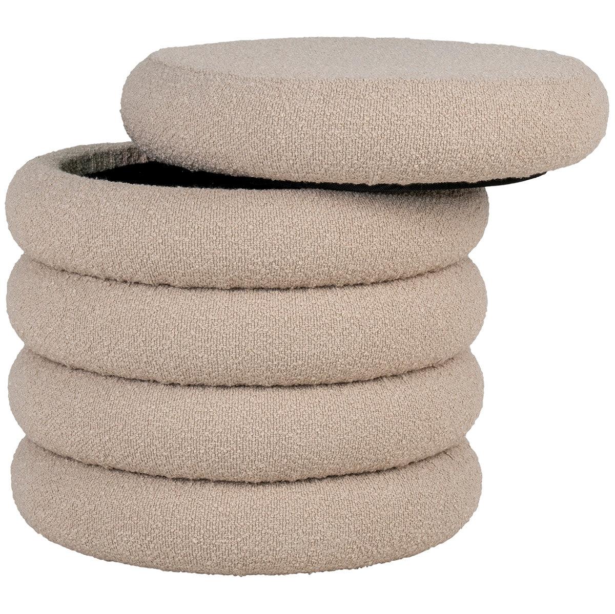 Brooklyn Beige Boucle Pouf with Storage - WOO .Design