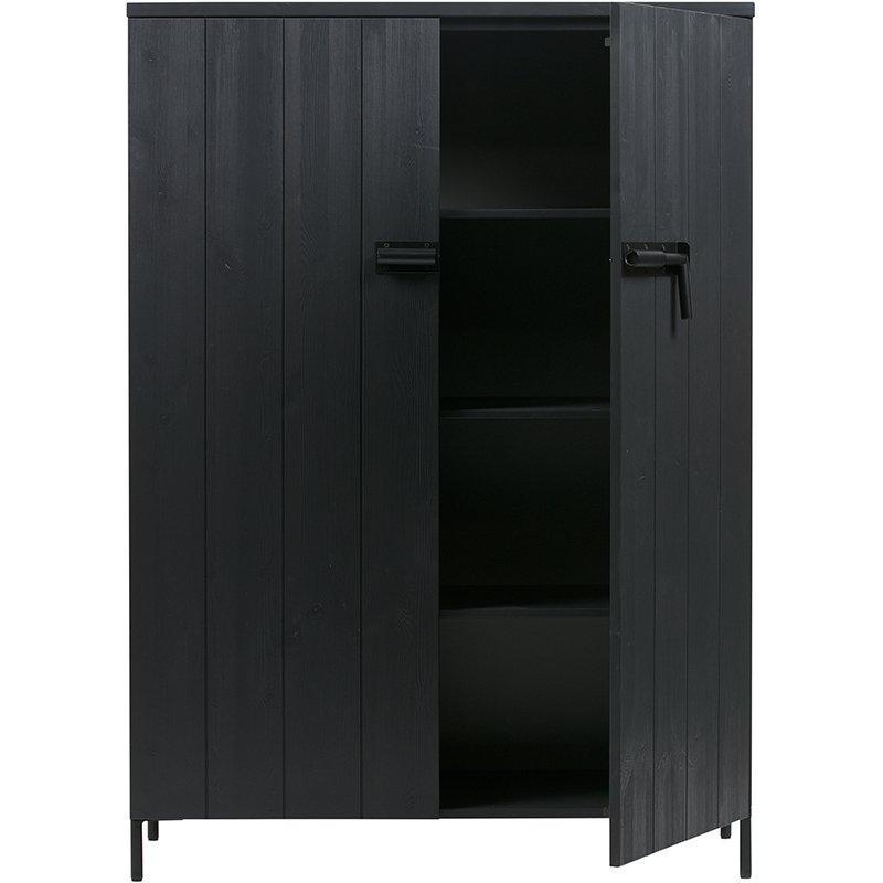 Bruut Black Pine Wood 2 Door Cabinet - WOO .Design