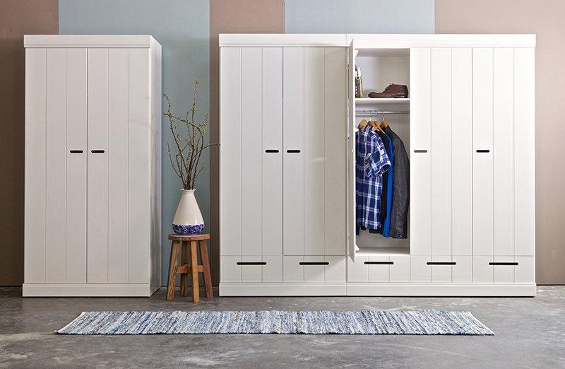 Connect Basic Pine Wood 2 Doors 2 Drawers Strip Doors Cabinet - WOO .Design