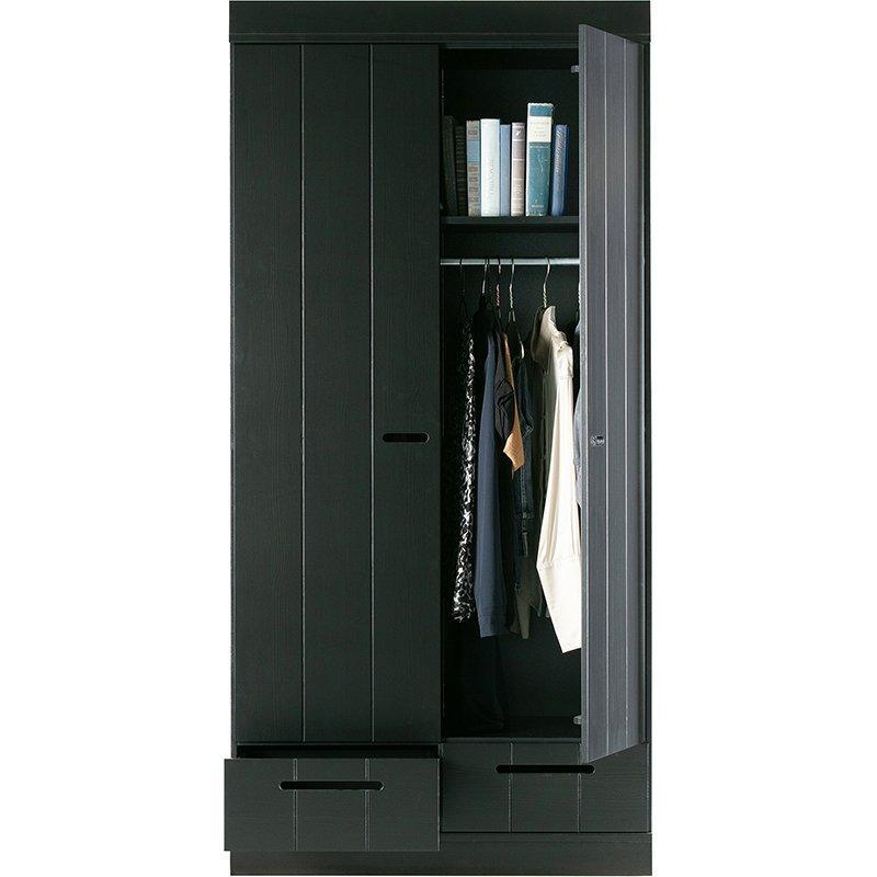 Connect Basic Pine Wood 2 Doors 2 Drawers Strip Doors Cabinet - WOO .Design