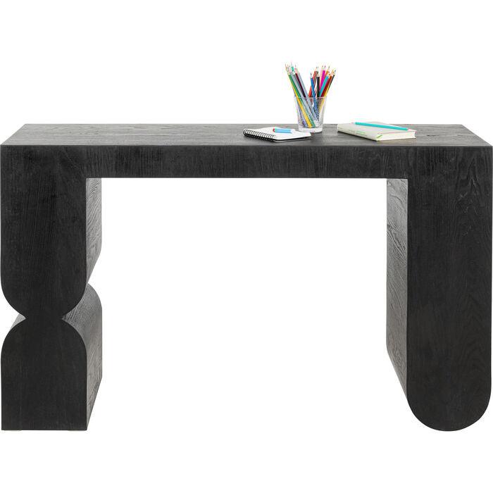 Black console deals table with stools