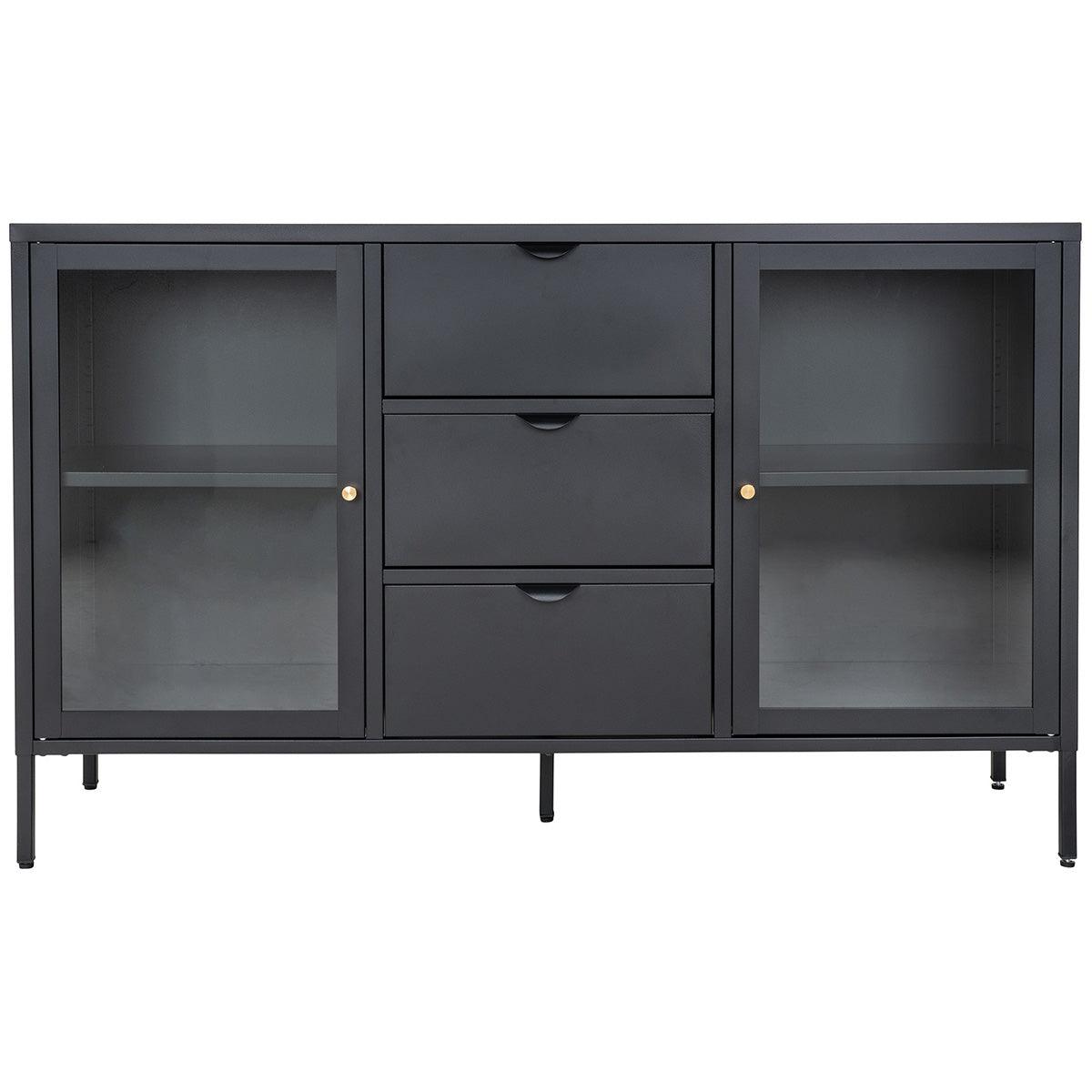 Dalby Black Steel/Glass Sideboard