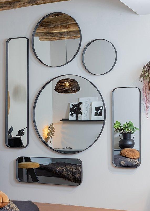 Doutzen XXL Black Metal Round Mirror - WOO .Design