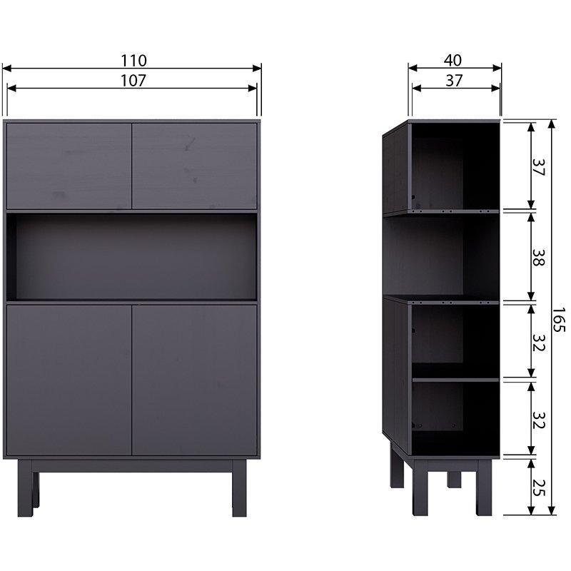 Finca Deep Black Pine Wood Buffet/Bar Cabinet - WOO .Design