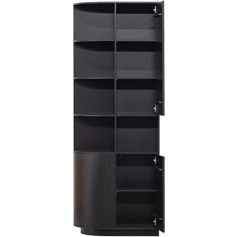 Finca Deep Black Pine Wood Round Storage Cabinet left 78 cm - WOO .Design