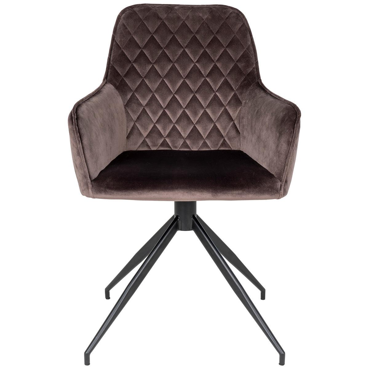 Harbo Mushroom Velvet Swivel Dining Chair - WOO .Design