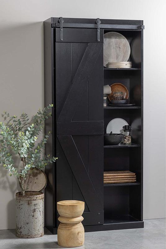 Harris Black Pine Wood Cabinet - WOO .Design