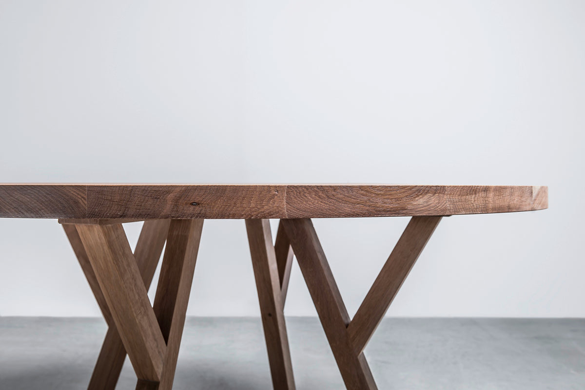 Gloria Oak Wood Round Dining Table