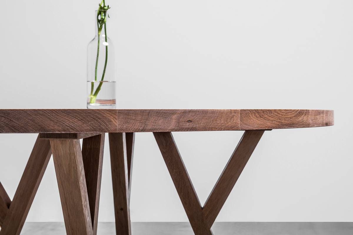 Gloria Oak Wood Round Dining Table