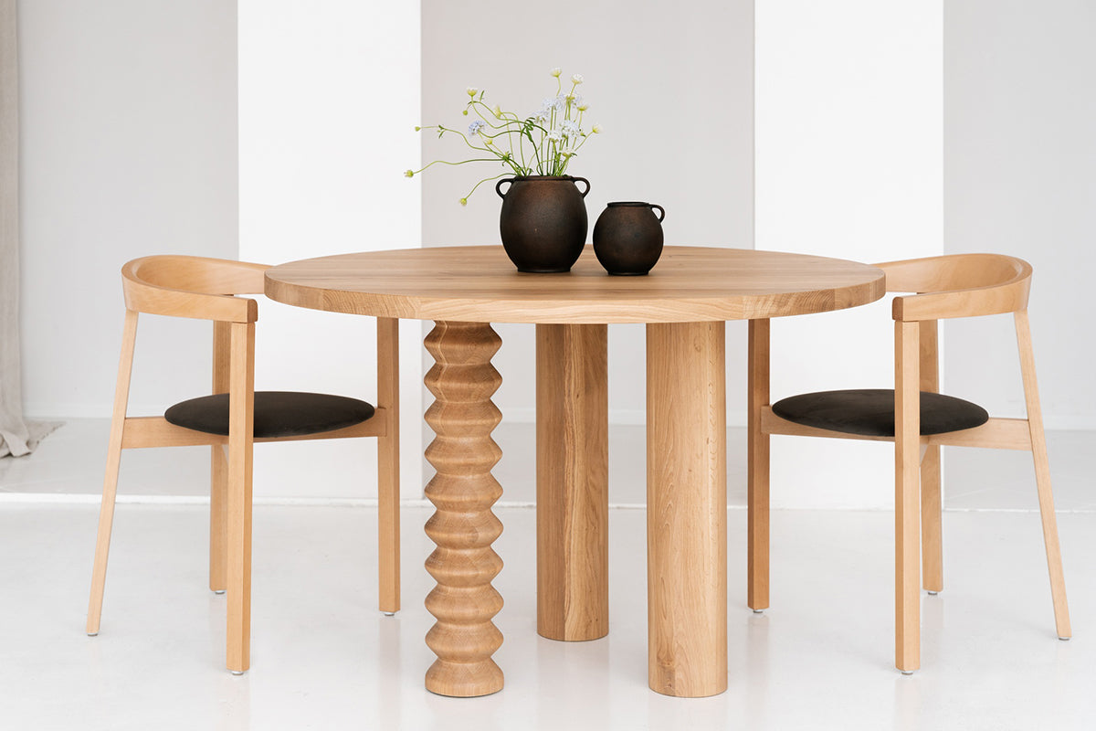 Sol Oak Wood Round Dining Table