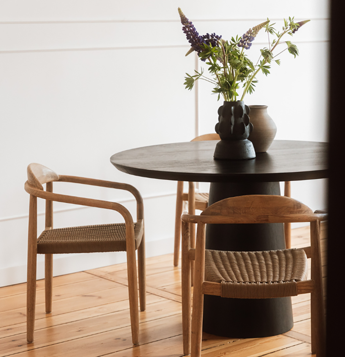 Gio Black Oak Wood Round Dining Table