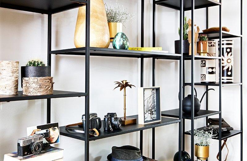 Black deals metal shelving