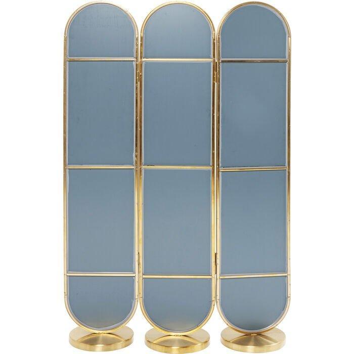 Curve Brass Room Divider Mirror