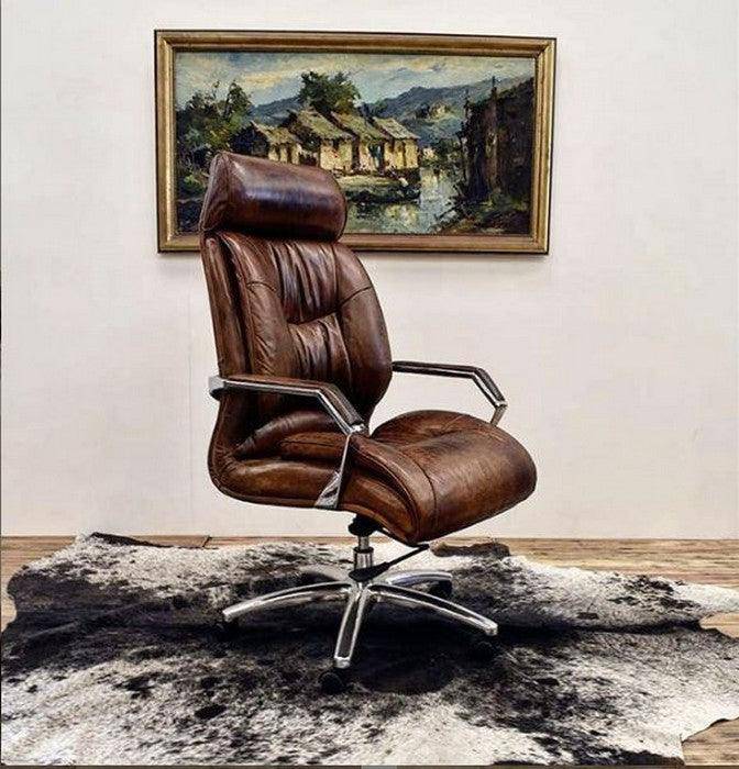 Cigar Brown Leather Lounge Office Chair