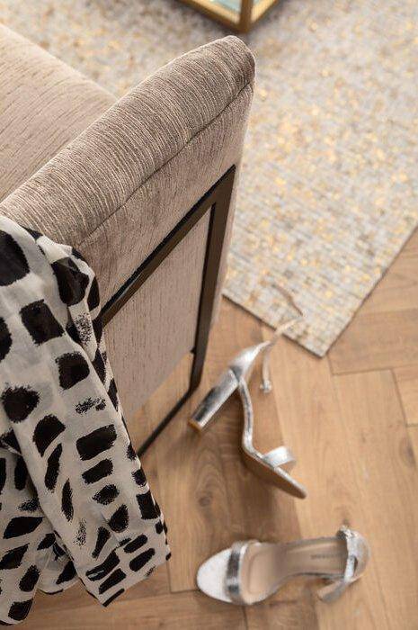 La Vida Beige Velvet Contemporary Armchair