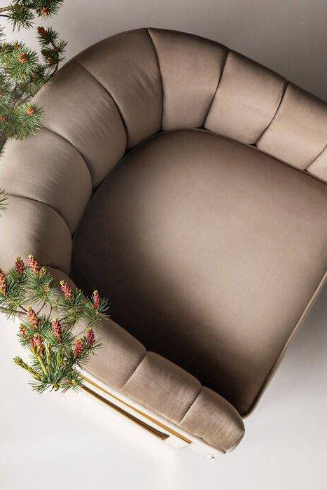 Pure Elegance Beige Velvet Armchair