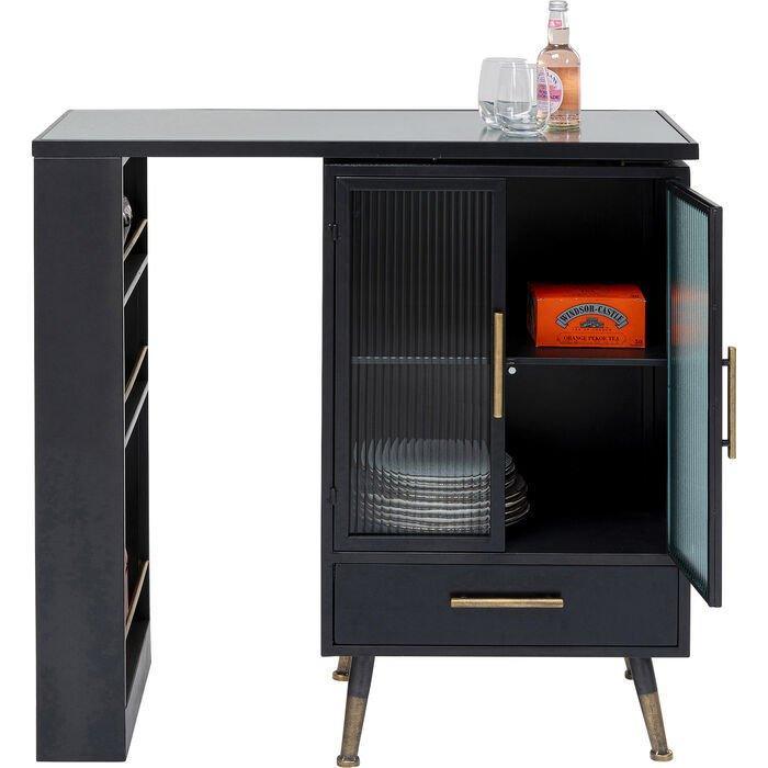 La Gomera Black Metal/Glass Bar Cabinet