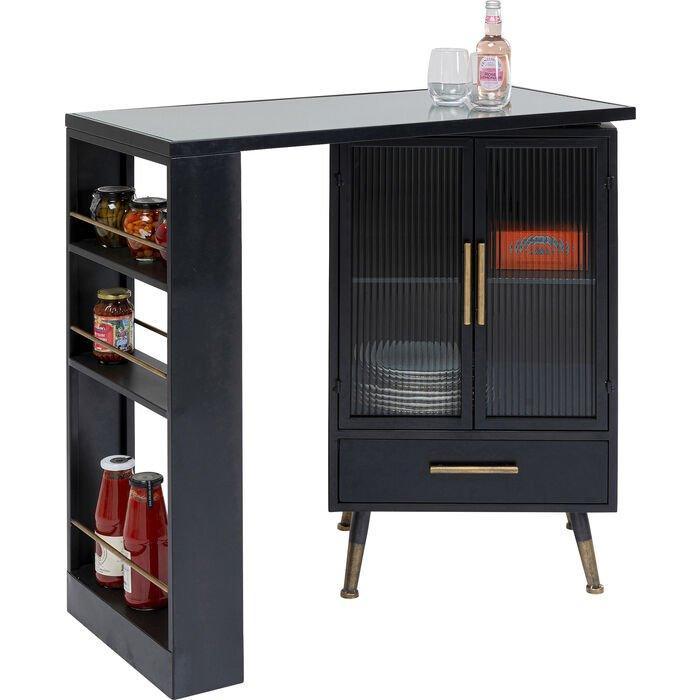 La Gomera Black Metal/Glass Bar Cabinet