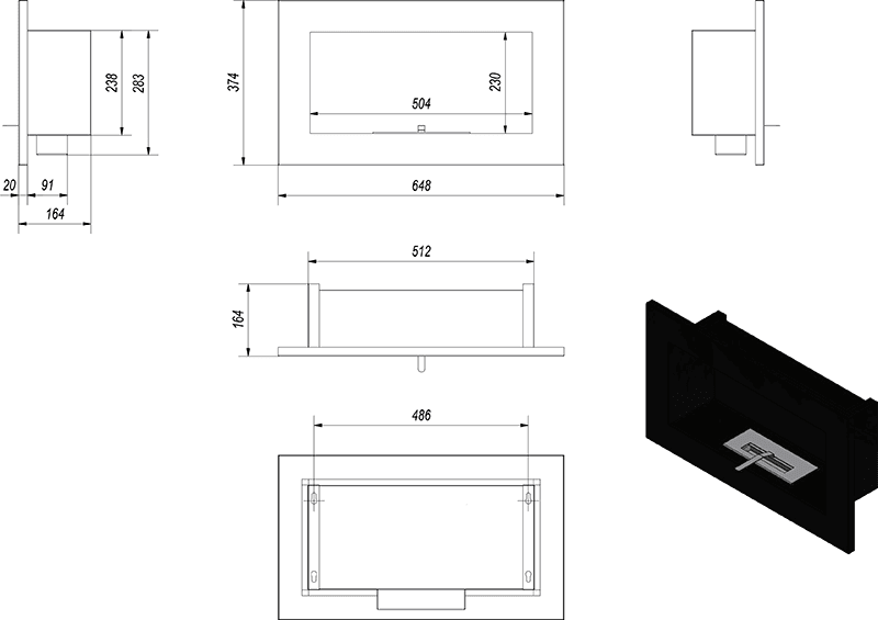 Golf Brushed Chrome Bio Fireplace