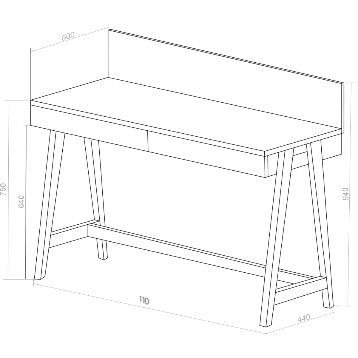 Luka Writing Desk with Drawer - WOO .Design