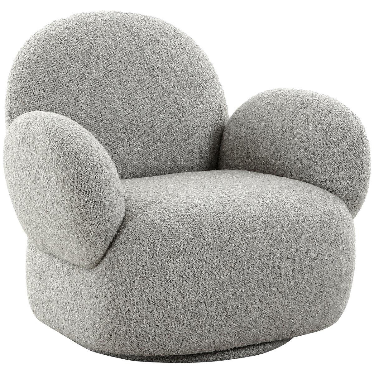 Messina Light Grey Boucle Swivel Lounge Chair - WOO .Design
