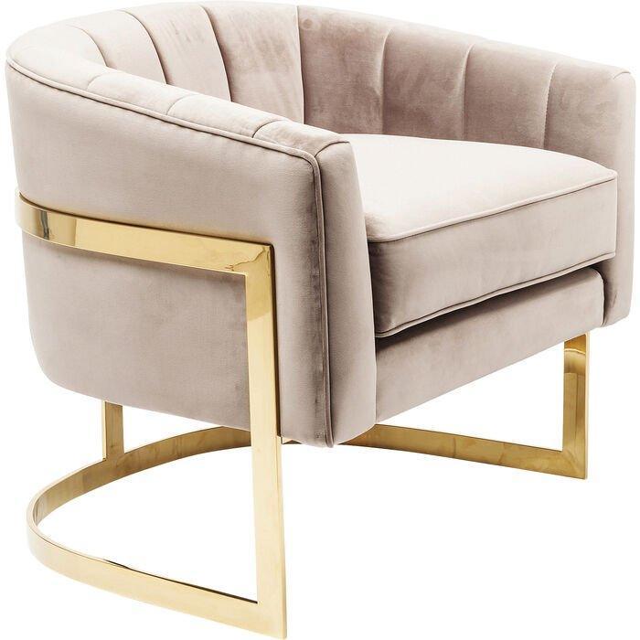 Pure Elegance Beige Velvet Contemporary Armchair - WOO .Design