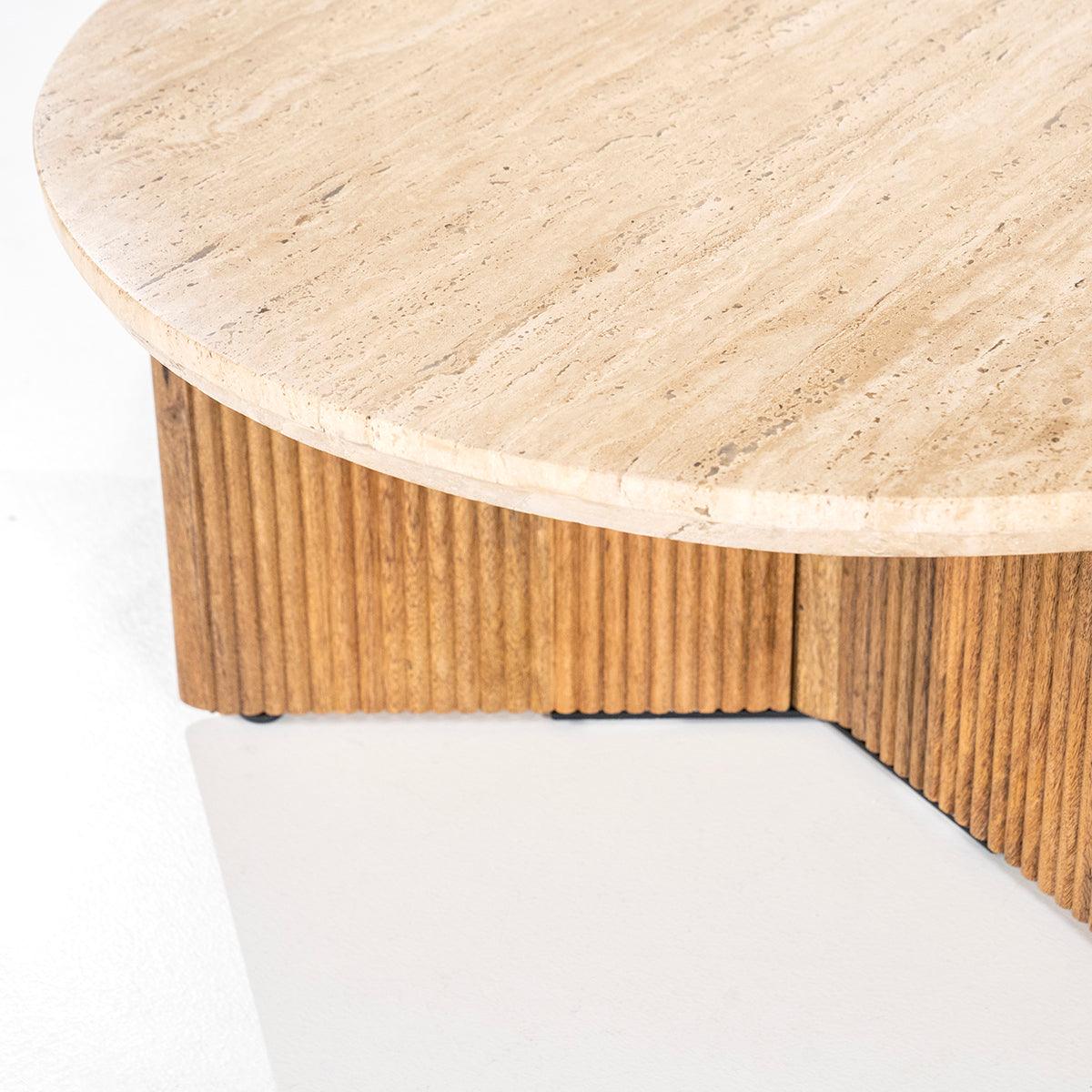 Sara Travertine/Mango Wood Coffee Table - WOO .Design