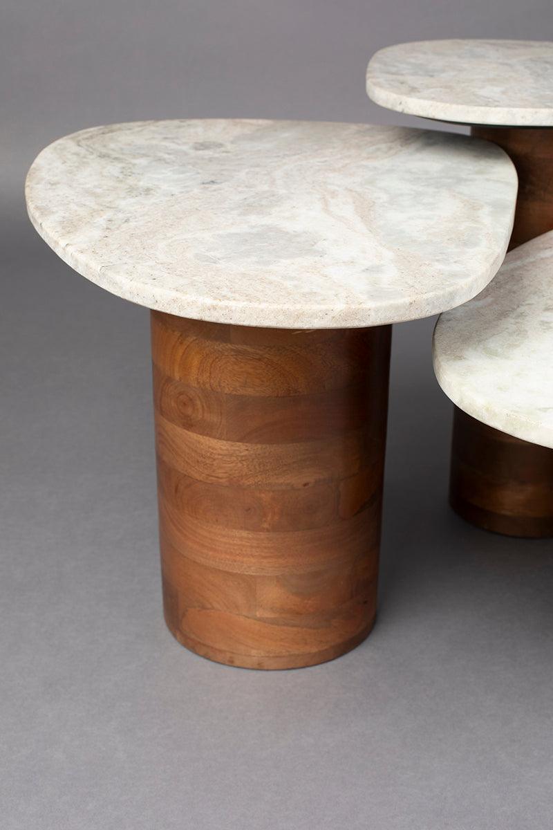 Suki Marble/Mango Wood Side Table (3/Set) - WOO .Design