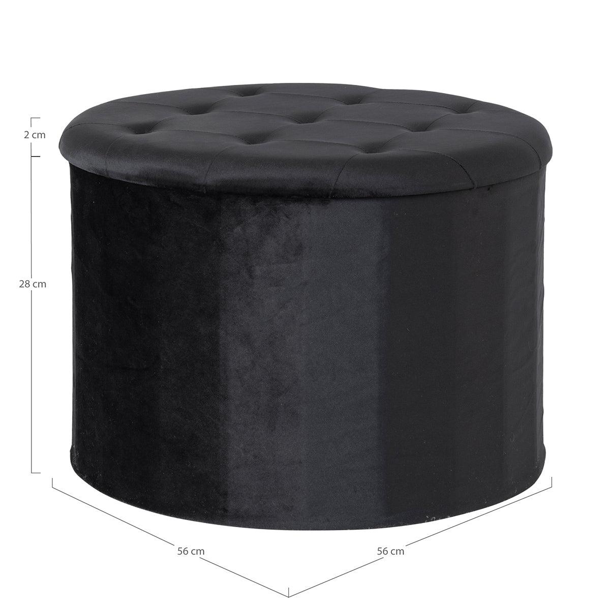 Turup Black Velvet Pouf with Storage - WOO .Design